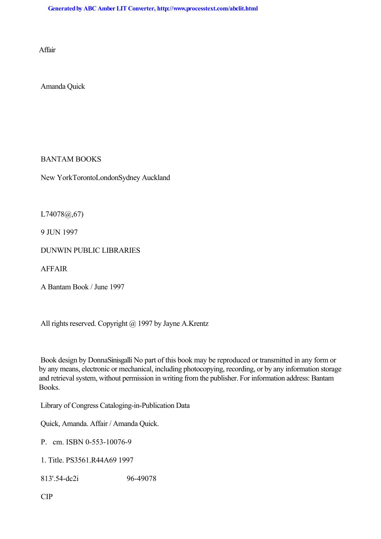 Affair by Amanda Quick