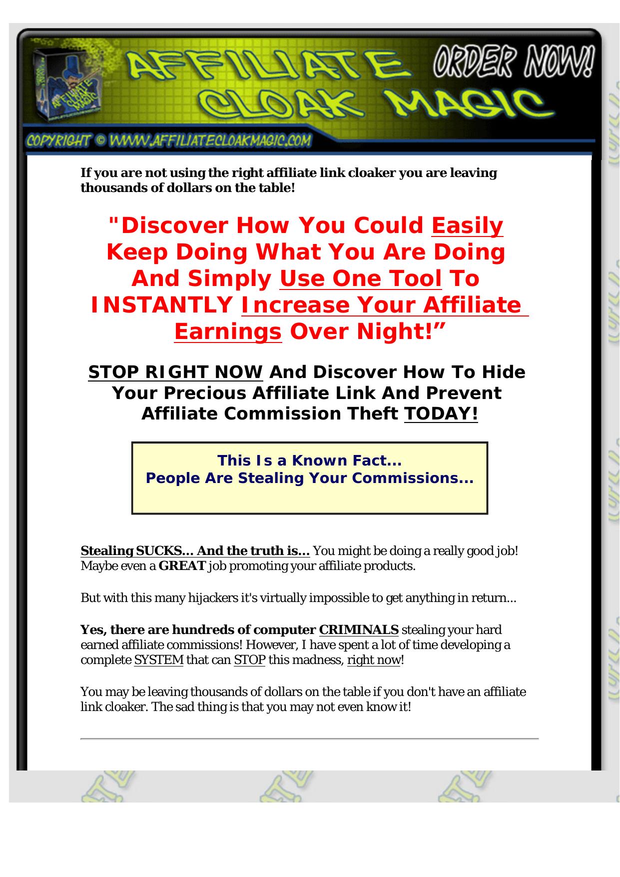 Affiliate Cloak Magic - Good & High Converting Affilite Link Cloak. by Best of Kuszter's Collection