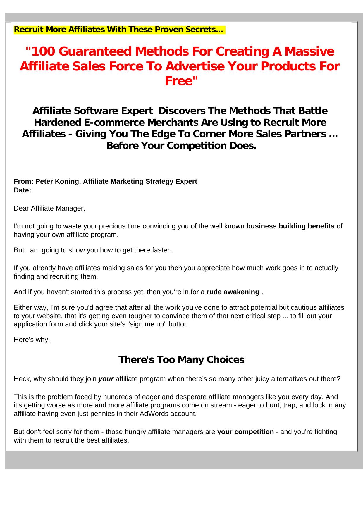 Affiliate Explosion - 100 Ways To Recruit More Affiliates. by Best of Kuszter's Collection