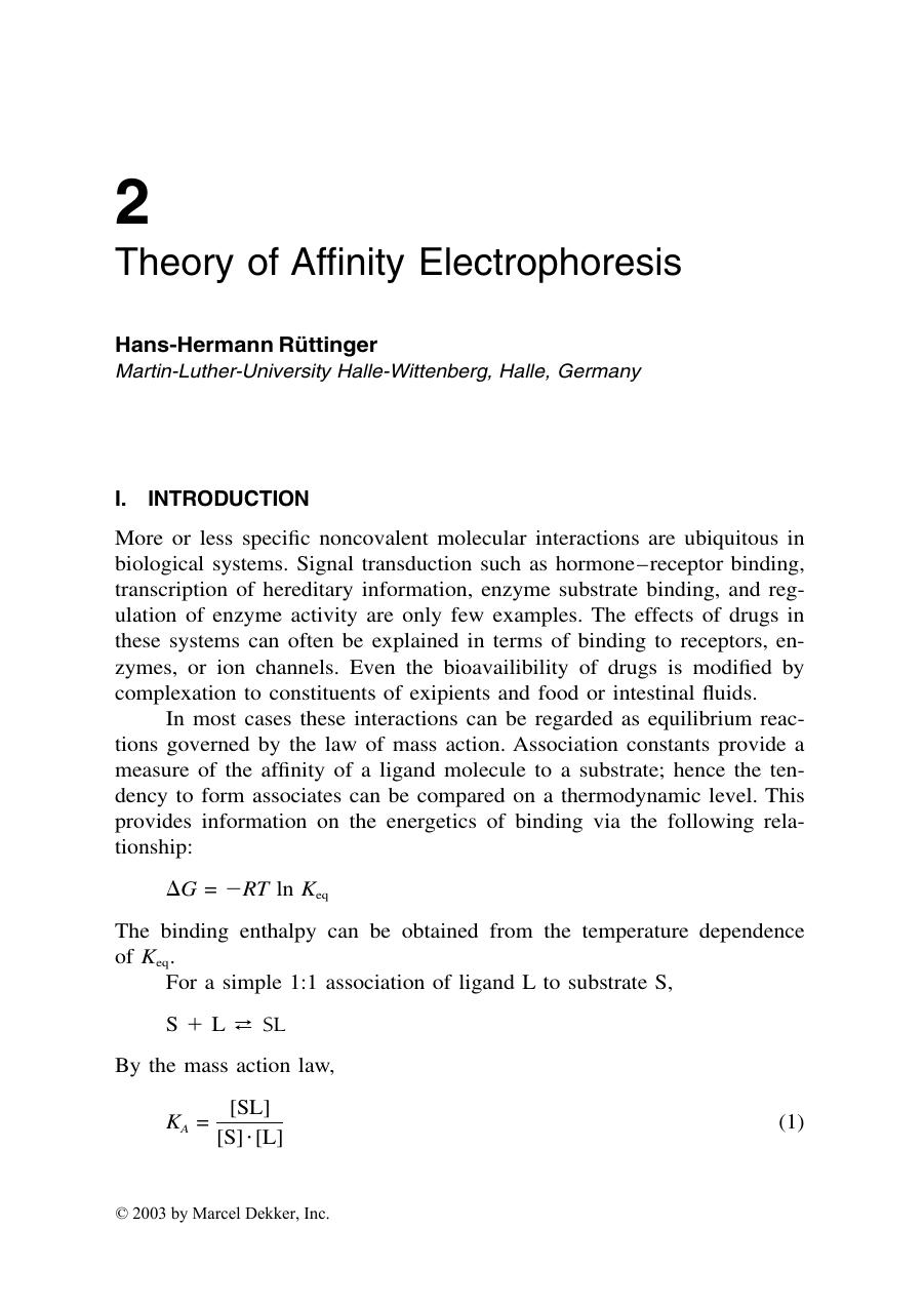 Affinity Capillary Electrophoresis in Pharmaceutics and Biopharmaceutics by Hans-Hermann Ruttinger