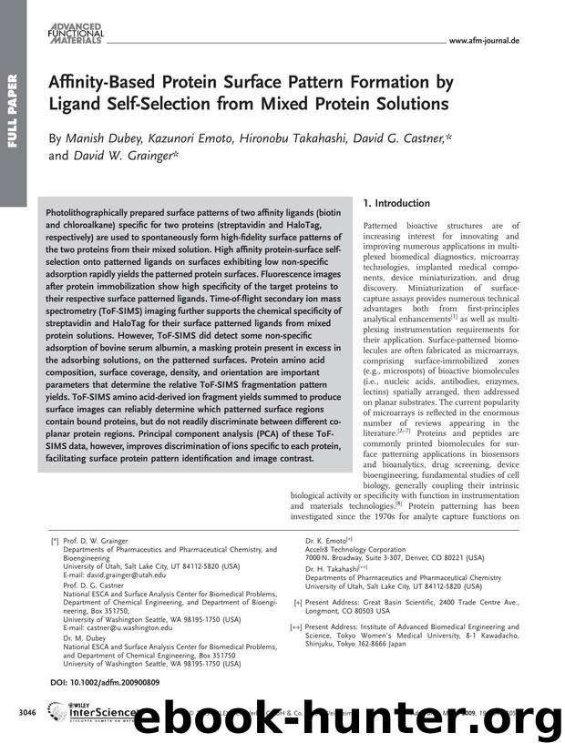 Affinity-Based Protein Surface Pattern Formation by Ligand Self-Selection from Mixed Protein Solutions by Unknown