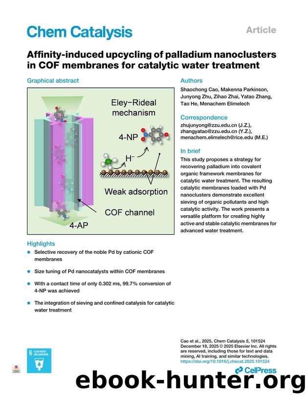 Affinity-induced upcycling of palladium nanoclusters in COF membranes for catalytic water treatment by unknow