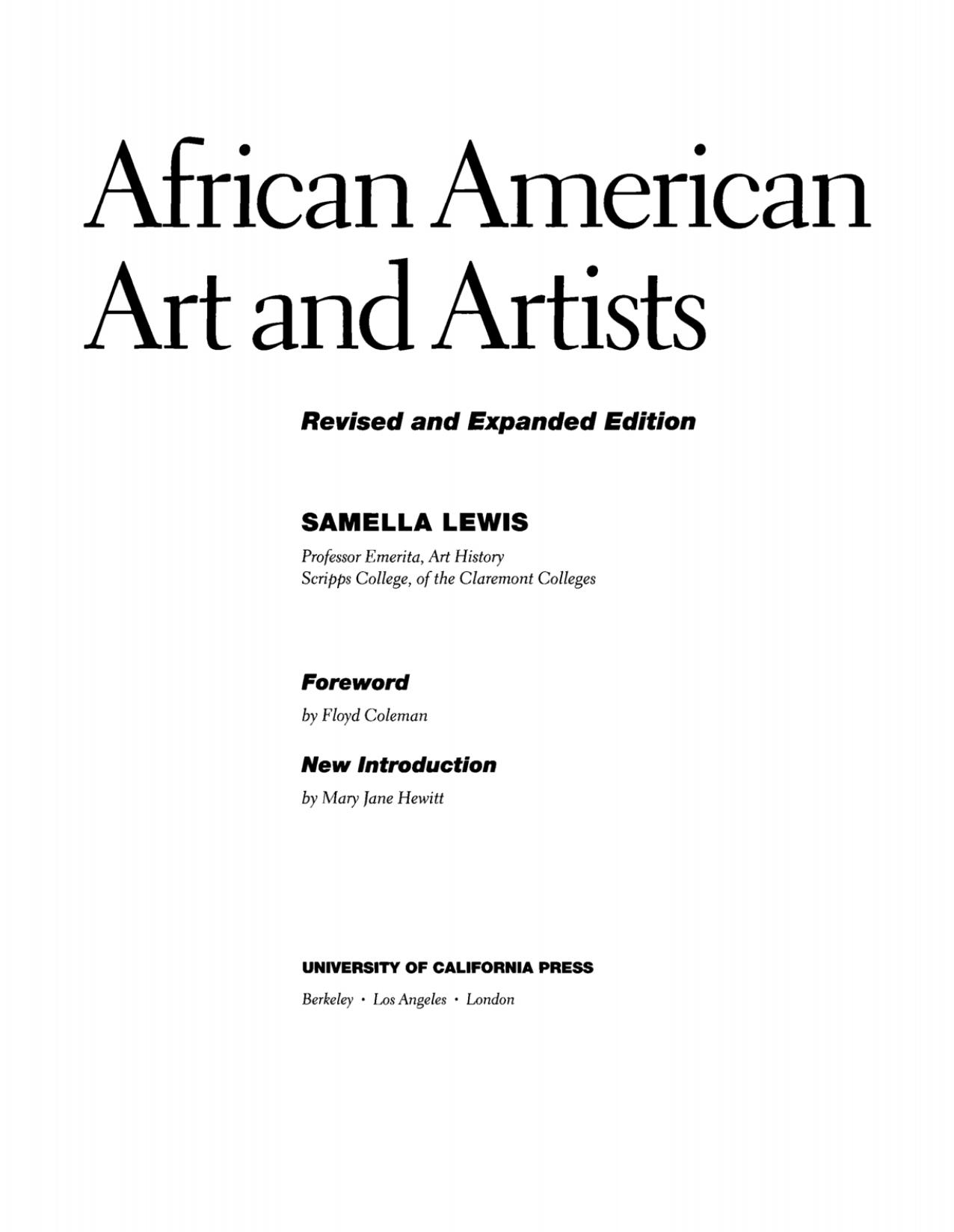 African American Art and Artists by Samella Lewis (Author) Floyd Coleman (Foreword) Mary Jane Hewitt