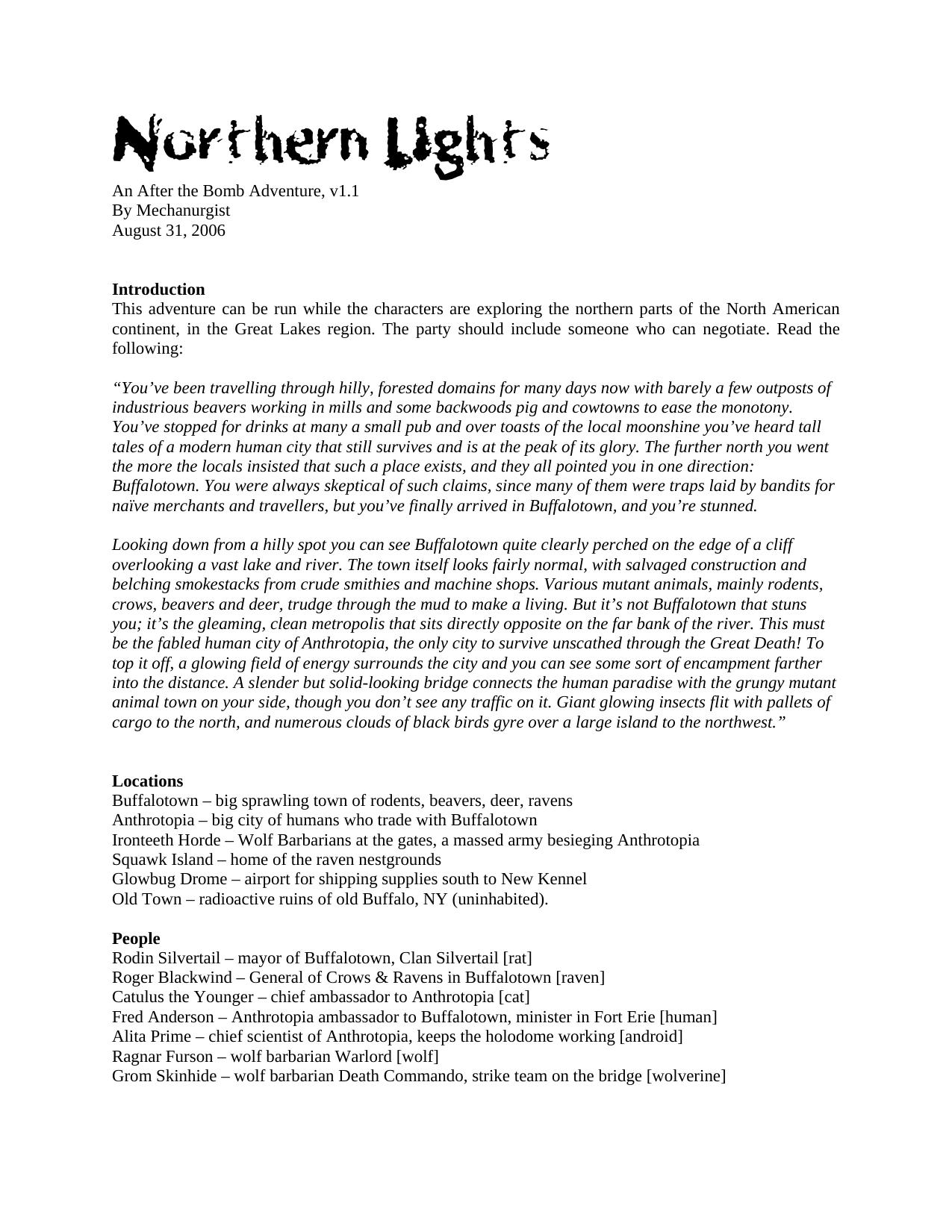 After the Bomb adventure - Northern Lights by Mechanurgist