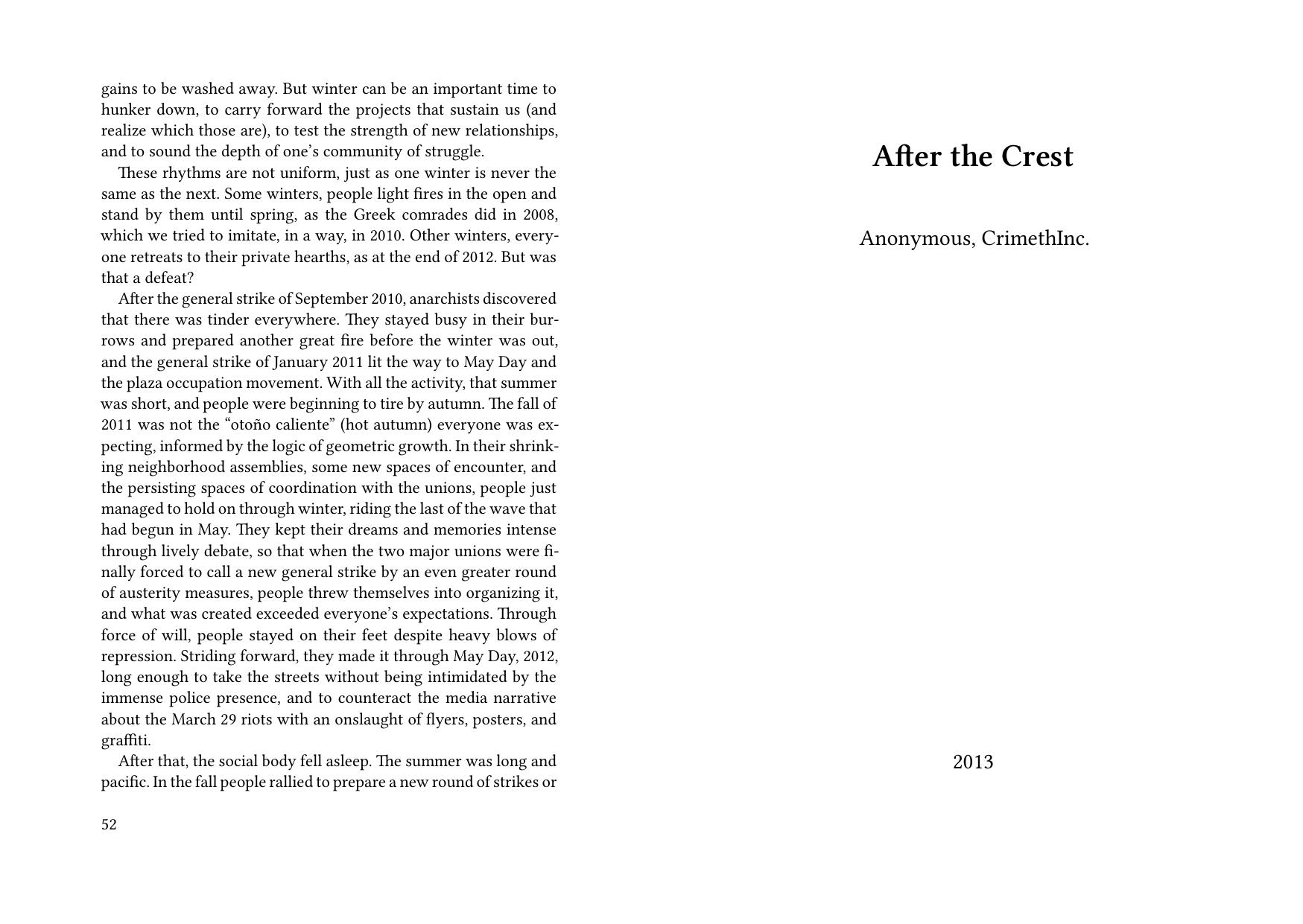 After the Crest by Anonymous CrimethInc