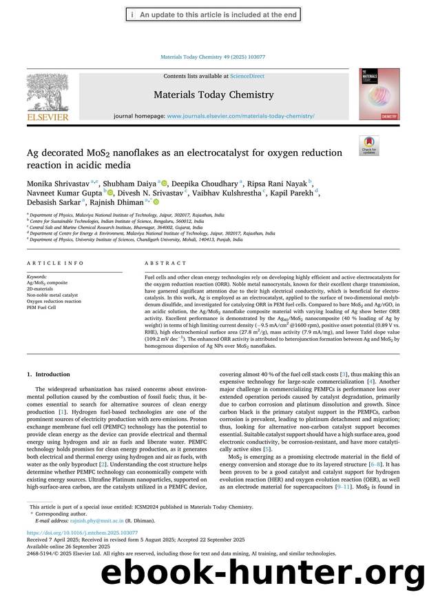Ag decorated MoS2 nanoflakes as an electrocatalyst for oxygen reduction reaction in acidic media by unknow