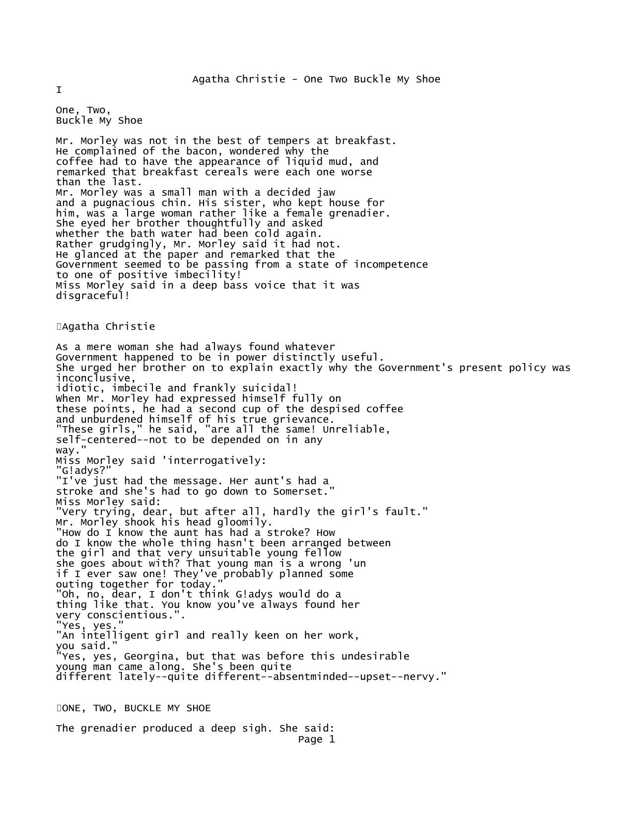 Agatha Christie - One Two Buckle My Shoe - Notepad - pdfMachine from Broadgun Software, http:pdfmachine.com, a great PDF writer utility! by Unknown