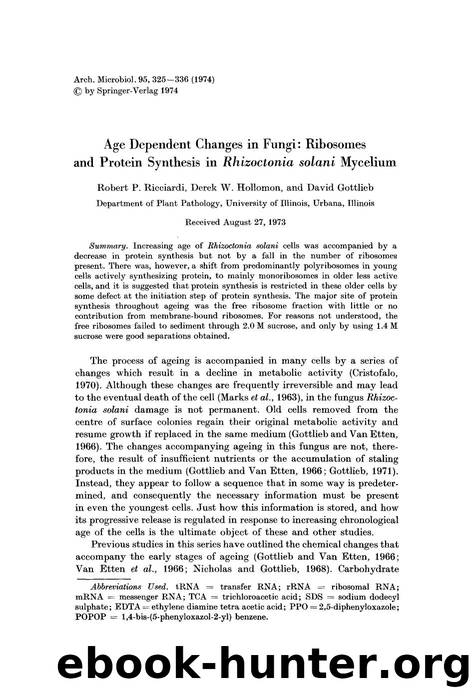Age dependent changes in fungi: Ribosomes and protein synthesis in <Emphasis Type="Italic">Rhizoctonia solani <Emphasis> mycelium by Unknown