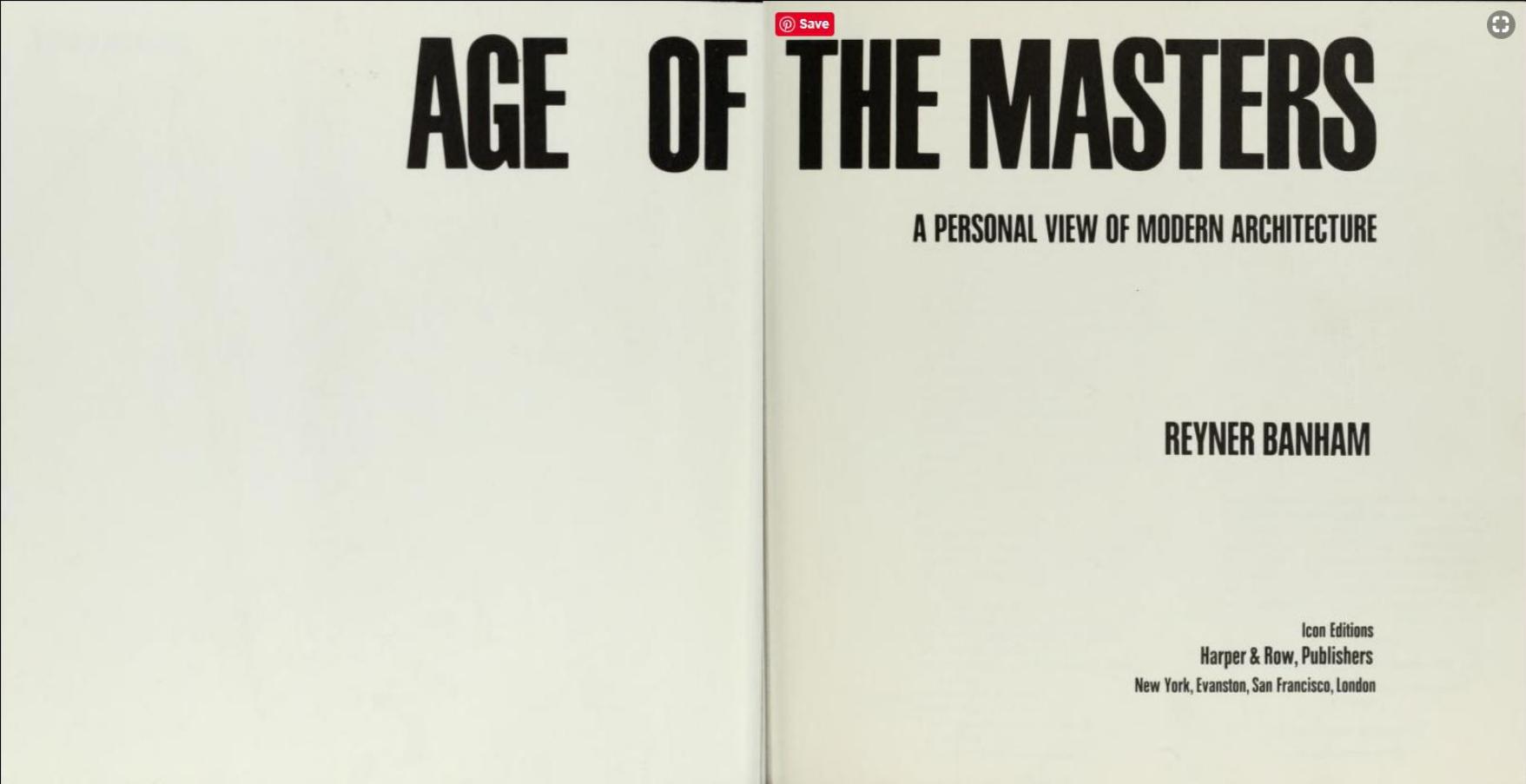 Age of the Masters: A Personal View of Modern Architecture by Reyner Banham