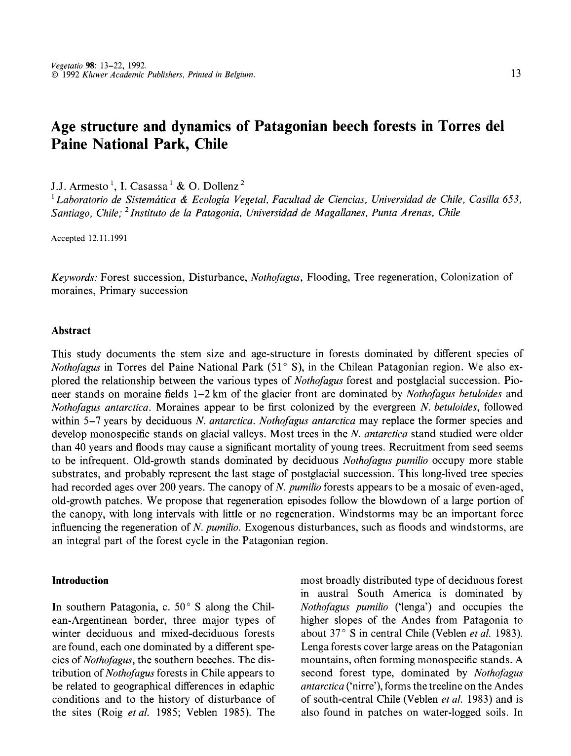 Age structure and dynamics of Patagonian beech forests in Torres del Paine National Park, Chile by Unknown