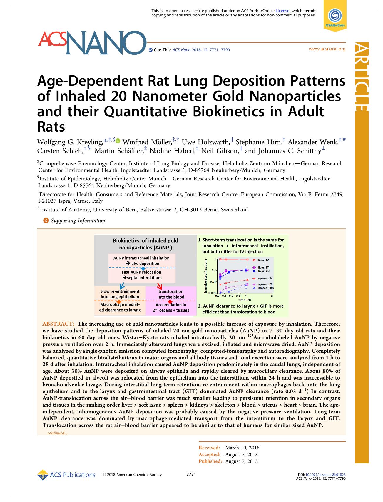 Age-Dependent Rat Lung Deposition Patterns of Inhaled 20 Nanometer Gold Nanoparticles and their Quantitative Biokinetics in Adult Rats by unknow