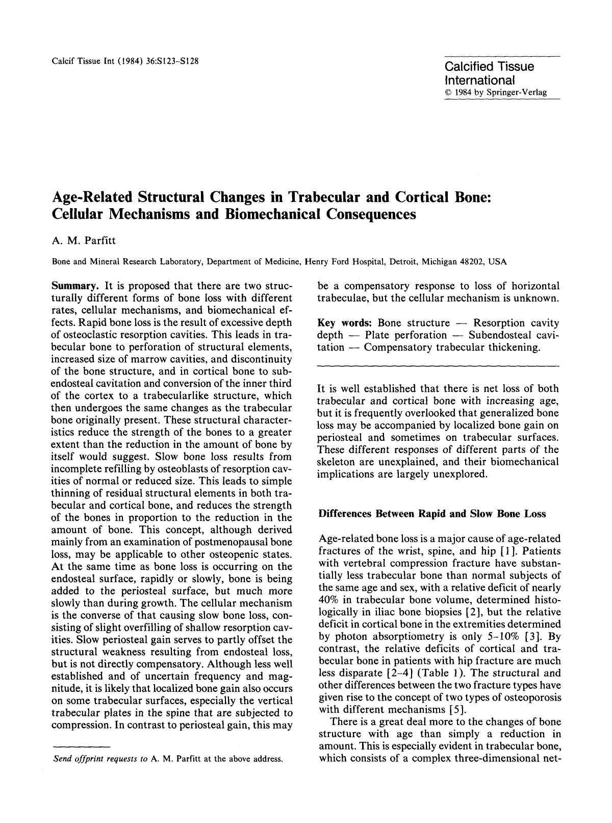 Age-related structural changes in trabecular and cortical bone: Cellular mechanisms and biomechanical consequences by Unknown
