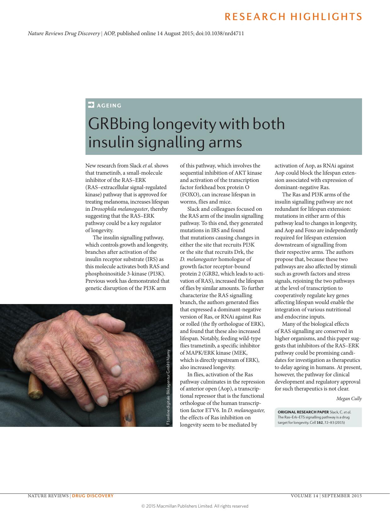 Ageing: GRBbing longevity with both insulin signalling arms by Megan Cully