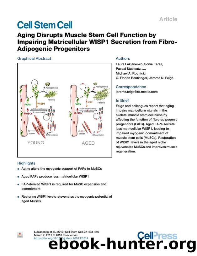 Aging Disrupts Muscle Stem Cell Function by Impairing Matricellular WISP1 Secretion from Fibro-Adipogenic Progenitors by unknow