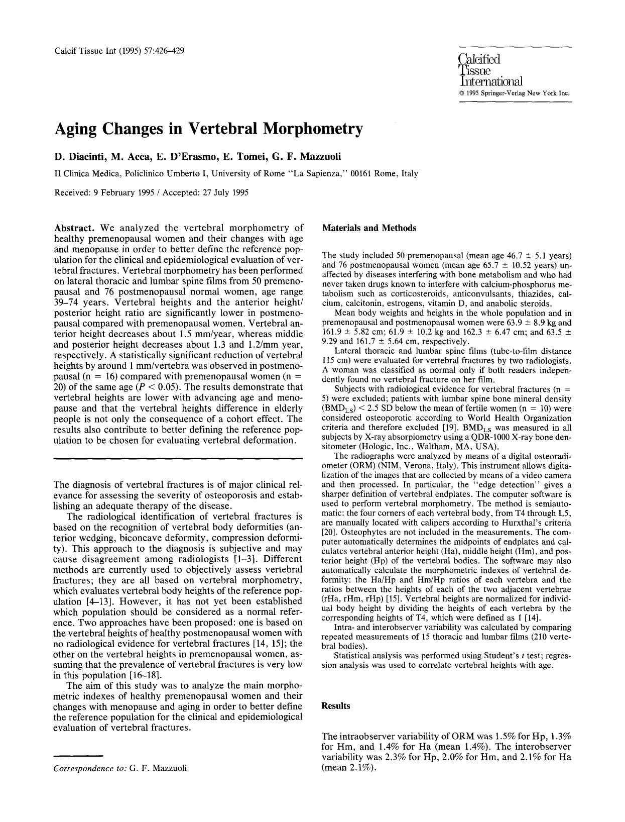 Aging changes in vertebral morphometry by Unknown