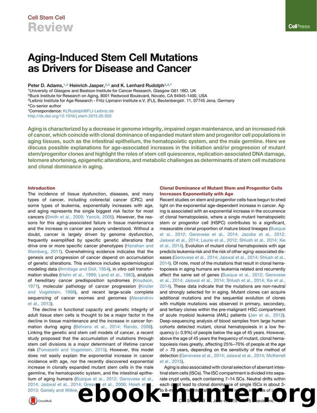 Aging-Induced Stem Cell Mutations as Drivers for Disease and Cancer by Peter D. Adams & Heinrich Jasper & K. Lenhard Rudolph