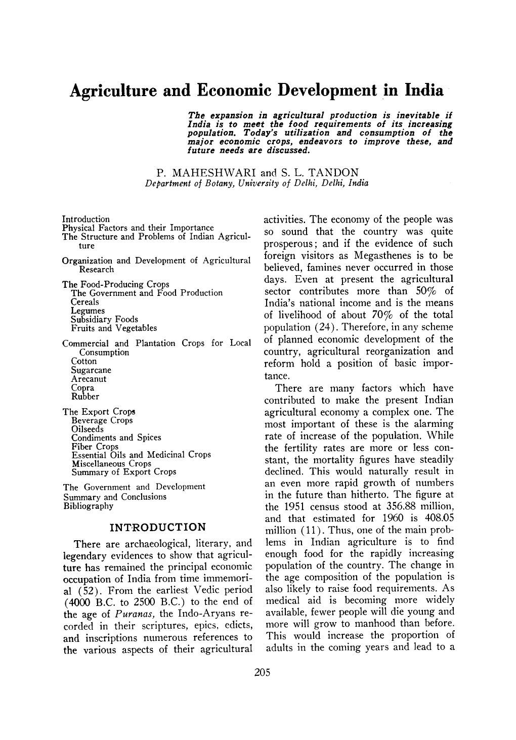 Agriculture and economic development in India by Unknown