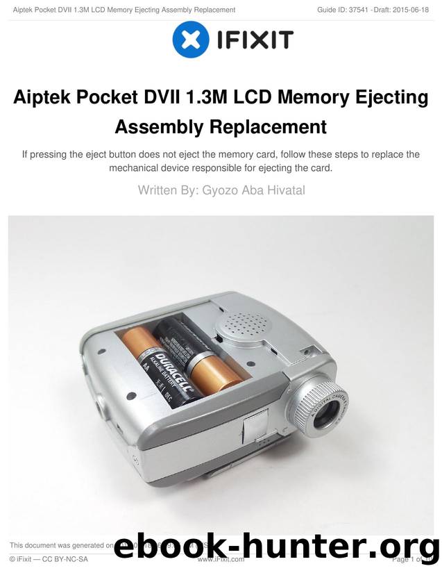 Aiptek Pocket DVII 1.3M LCD Memory Ejecting Assembly Replacement by Unknown