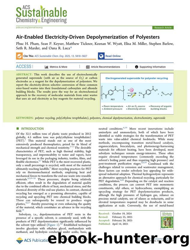 Air-Enabled Electricity-Driven Depolymerization of Polyesters by unknow