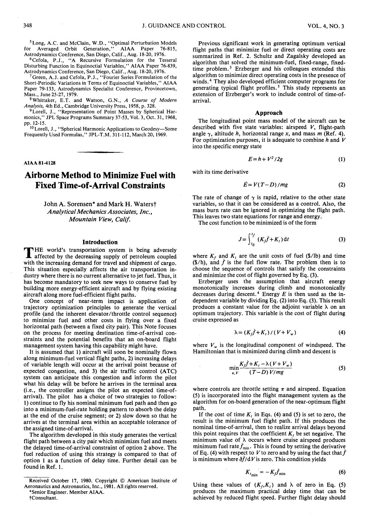 Airborne Method to Minimize Fuel with Fixed Time-of-Arrival Constraints by Unknown
