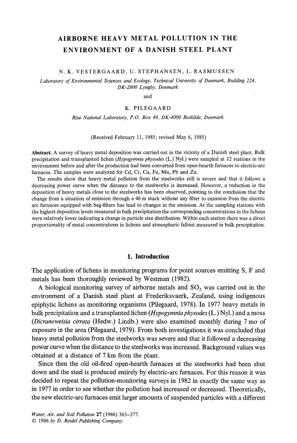 Airborne heavy metal pollution in the environment of a danish steel plant by Unknown