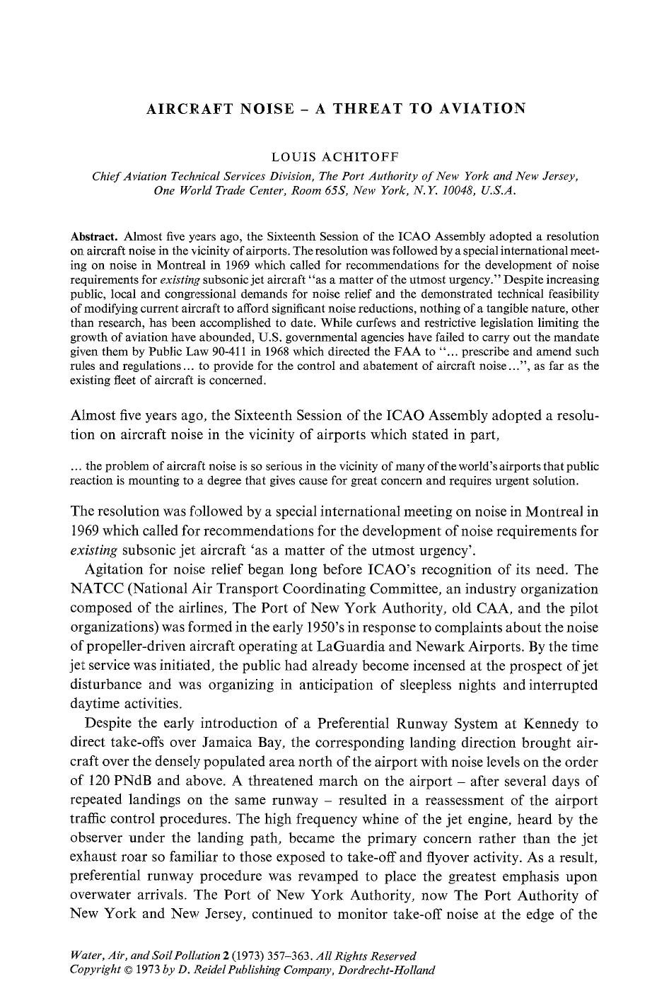 Aircraft noise - a threat to aviation by Unknown