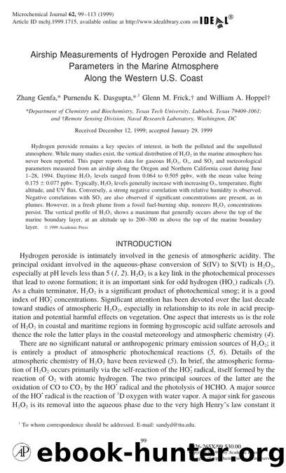 Airship Measurements of Hydrogen Peroxide and Related Parameters in the Marine Atmosphere Along the Western U.S. Coast by Genfa Z. et al