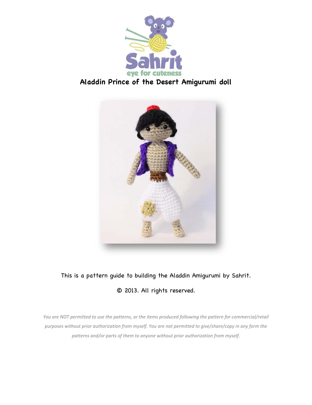 Aladdin Prince Of The Desert Amigurumi Pattern by Sahrit by Sahrit Freud-Weinstein