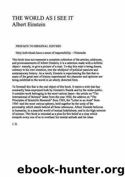 Albert Einstein - The World as I See it by Albert Einstein
