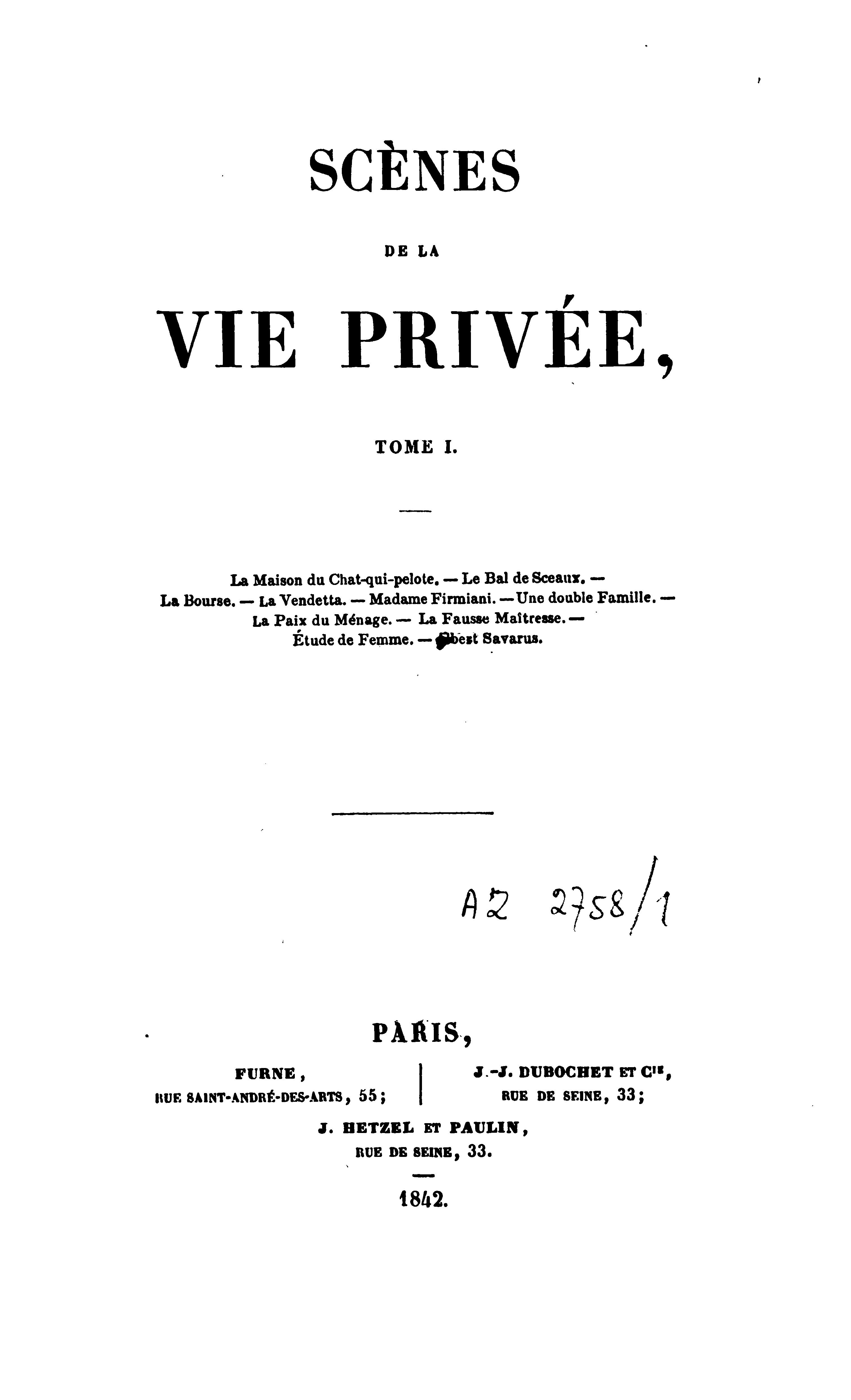 Albert Savarus by Honoré de Balzac