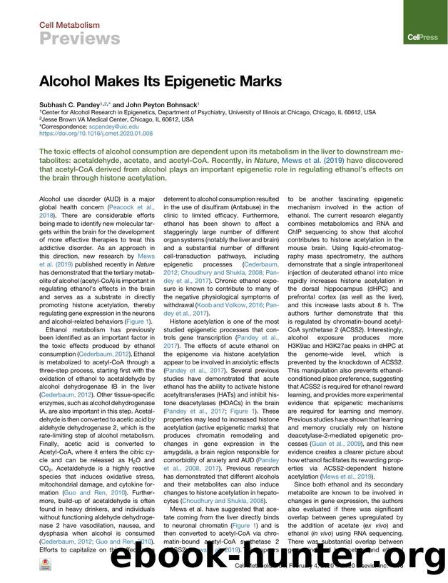Alcohol Makes Its Epigenetic Marks by Subhash C. Pandey & John Peyton Bohnsack