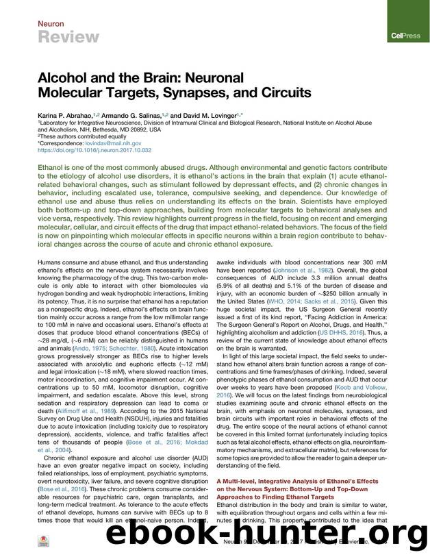 Alcohol and the Brain: Neuronal Molecular Targets, Synapses, and Circuits by Karina P. Abrahao & Armando G. Salinas & David M. Lovinger