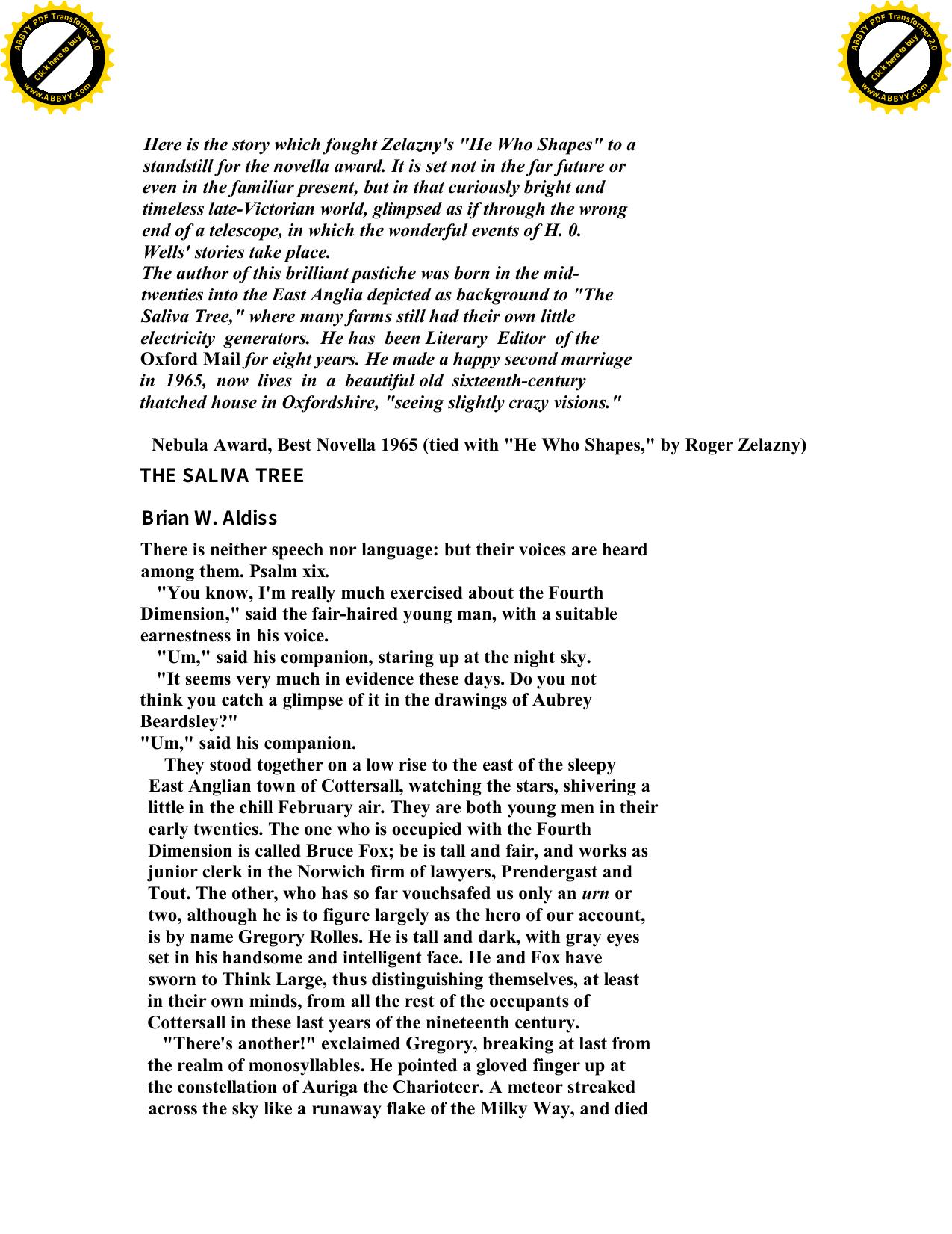Aldiss, Brian W - The Saliva Tree by Aldiss Brian W