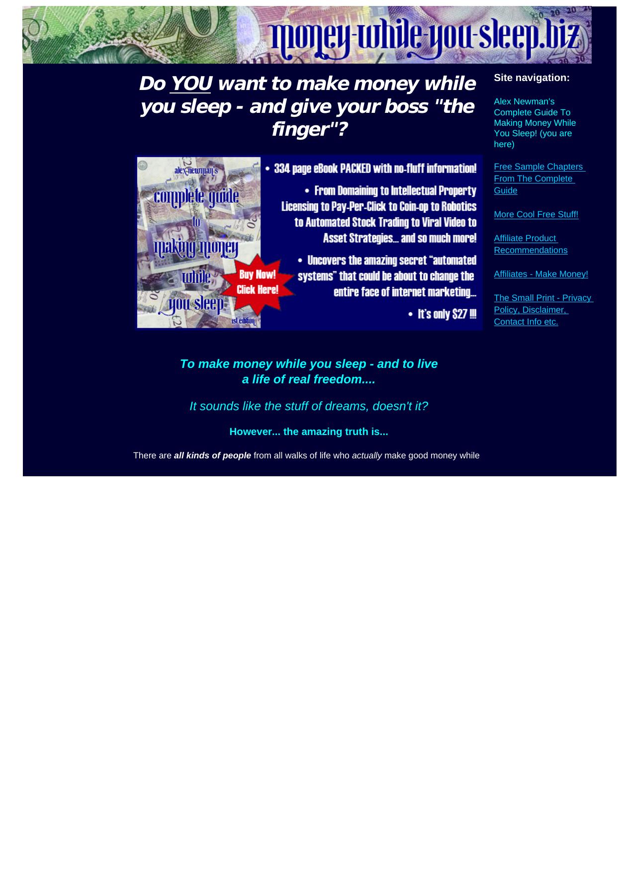 Alex Newmans Complete Guide To Making Money While You Sleep. by Best of Kuszter's Collection