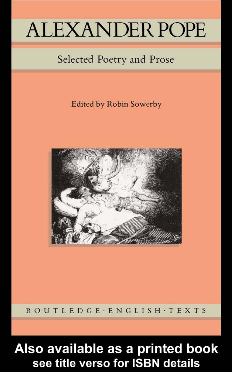 Alexander Pope: Selected Poetry and Prose by Robin Sowerby (edt)