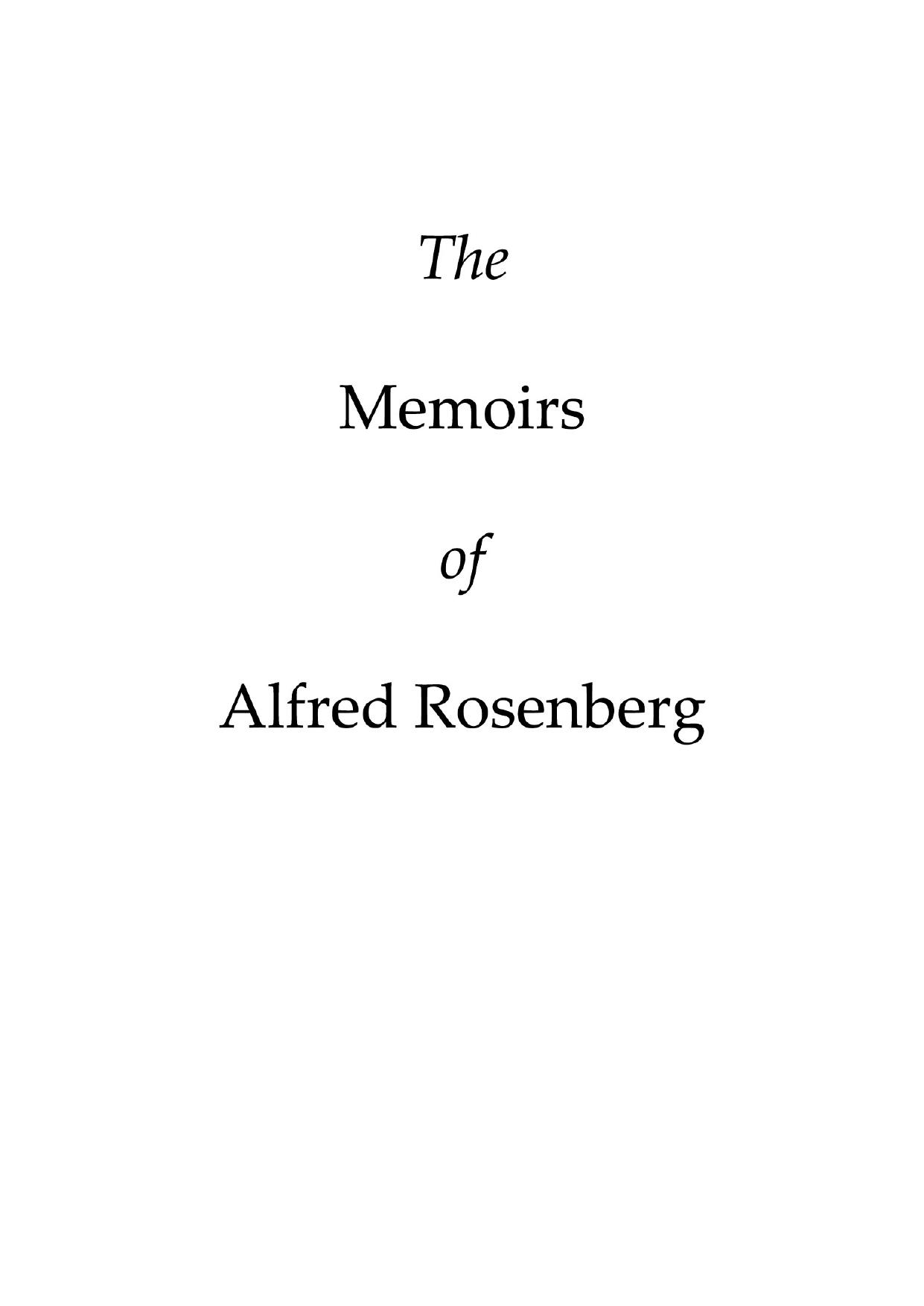 Alfred Rosenberg's "Memoirs by De Coster Ph
