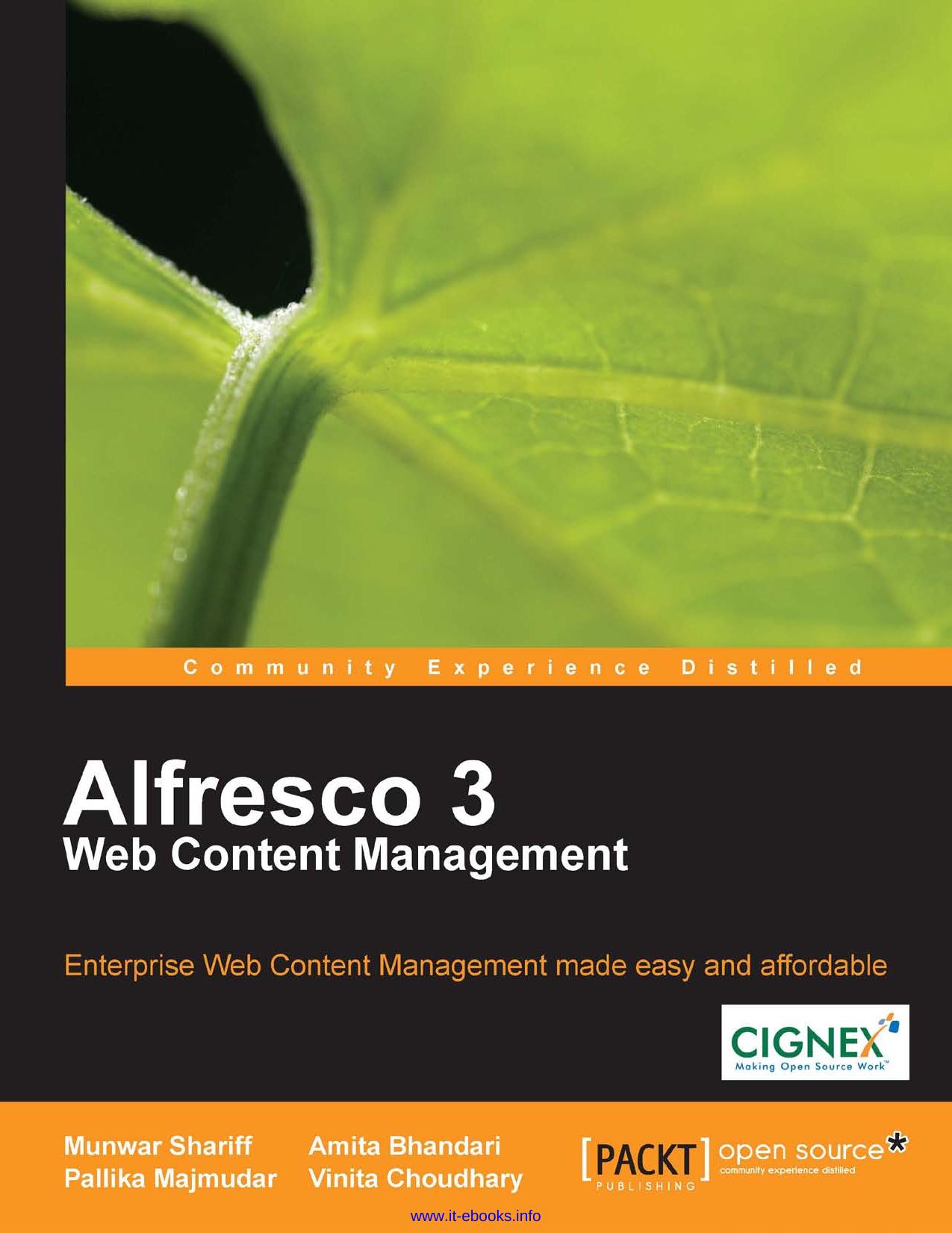 Alfresco 3 Web Content Management: Enterprise Web Content Management made easy and affordable by Munwar Shariff Amita Bhandari Pallika Majmudar Vinita Choudhary