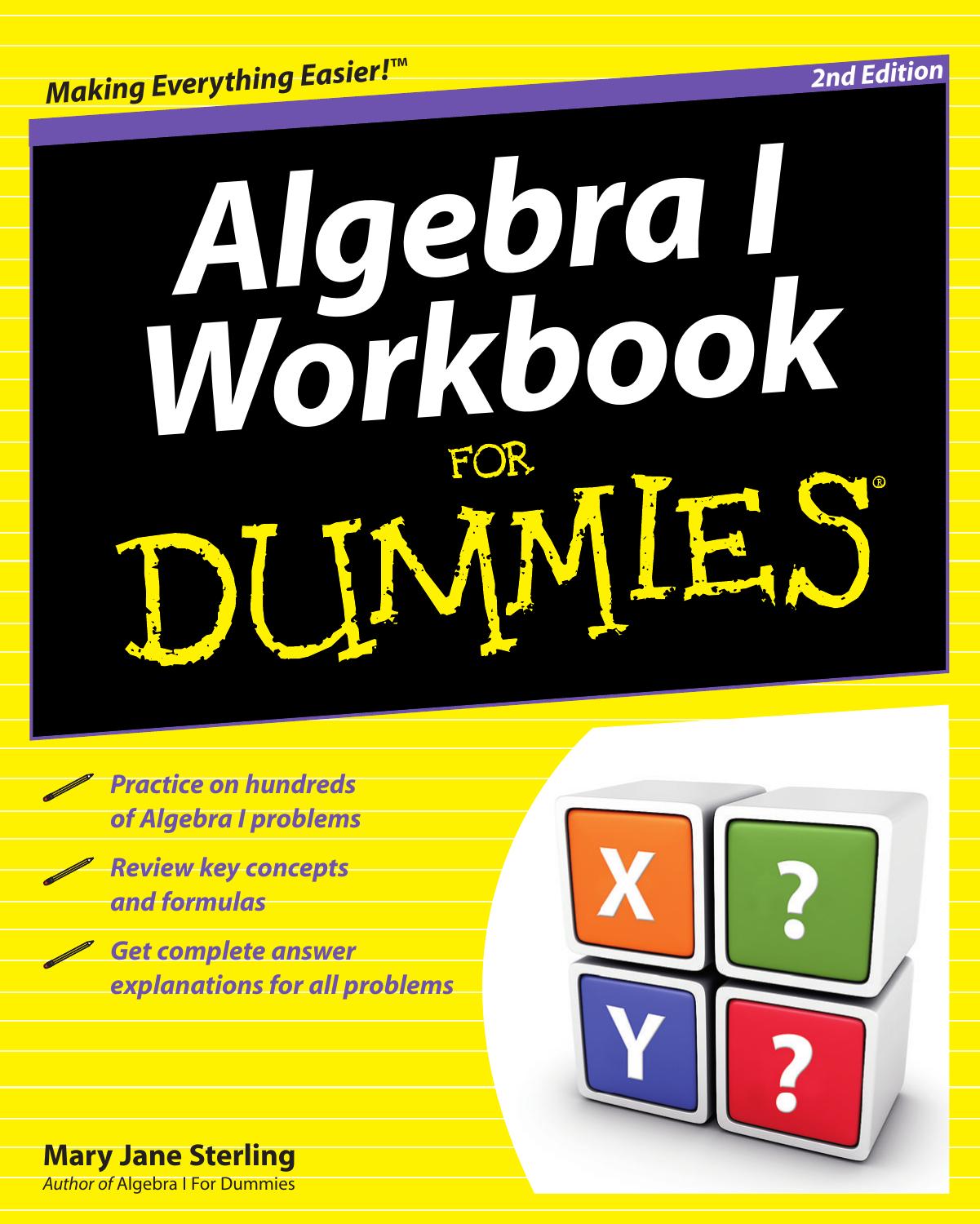 Algebra I Workbook For Dummies, 2nd edition by Unknow