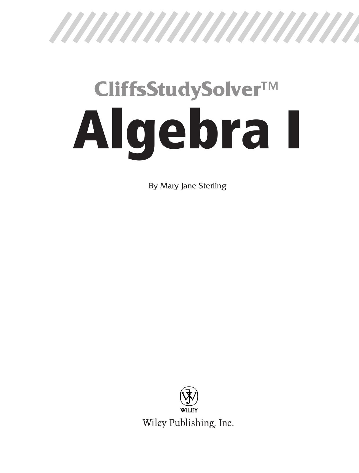 Algebra I by Mary Jane Sterling
