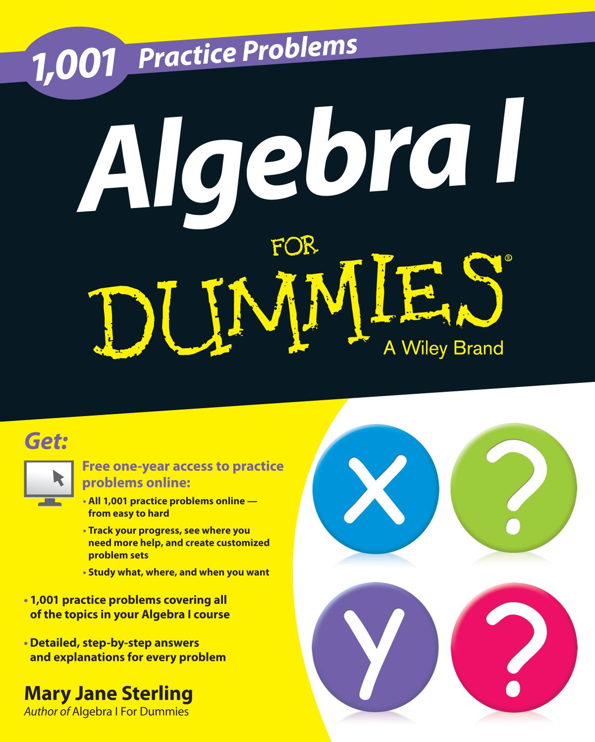 Algebra I: 1,001 Practice Problems For Dummies by Unknow