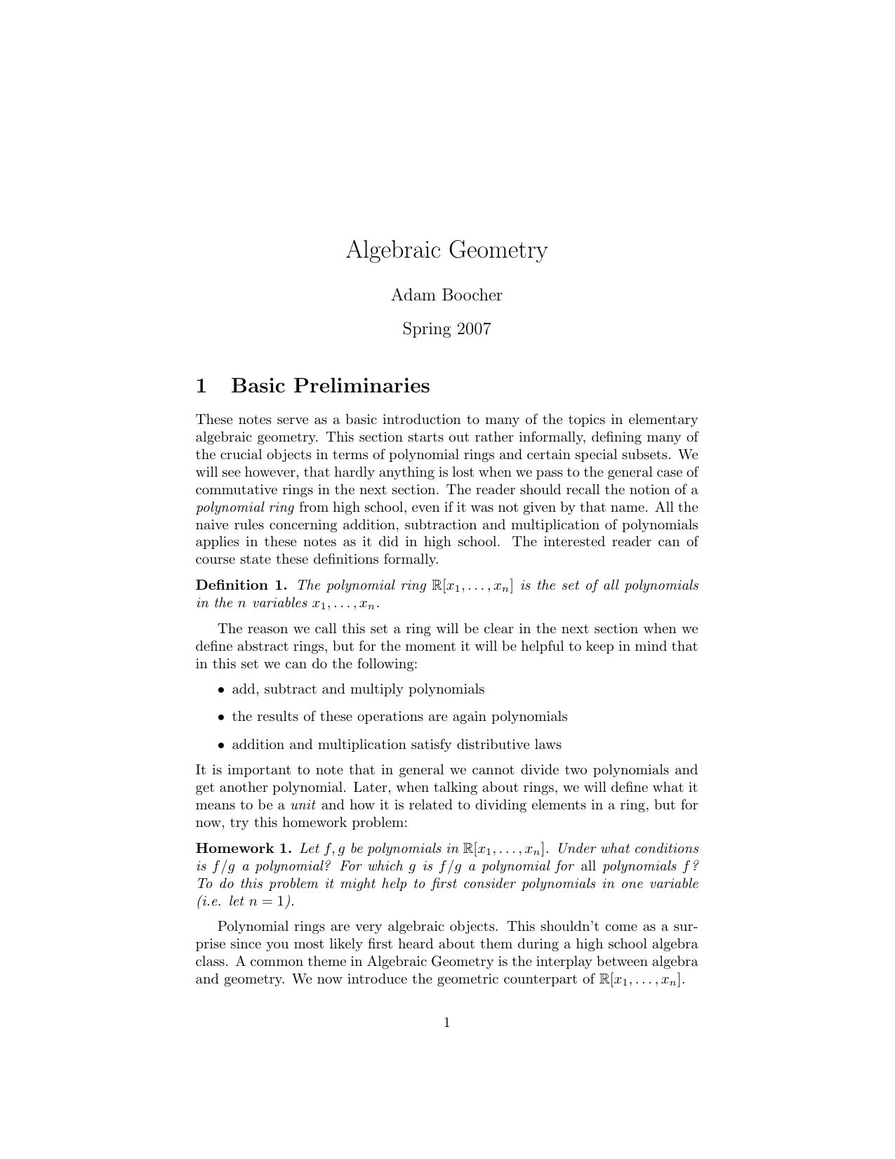 Algebraic Geometry by Adam Boocher