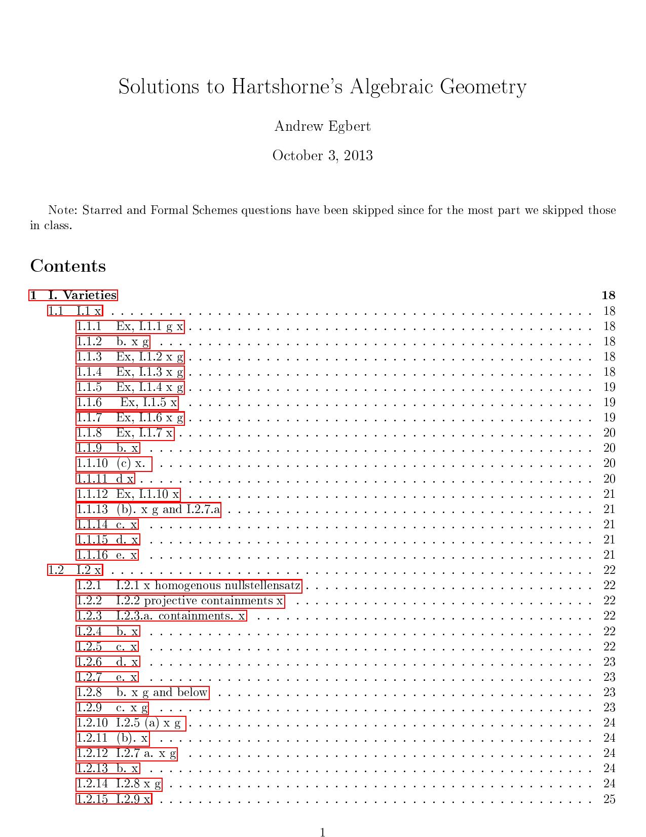 Algebraic Geometry by Robin Hartshorne Full Solutions by Andrew Egbert