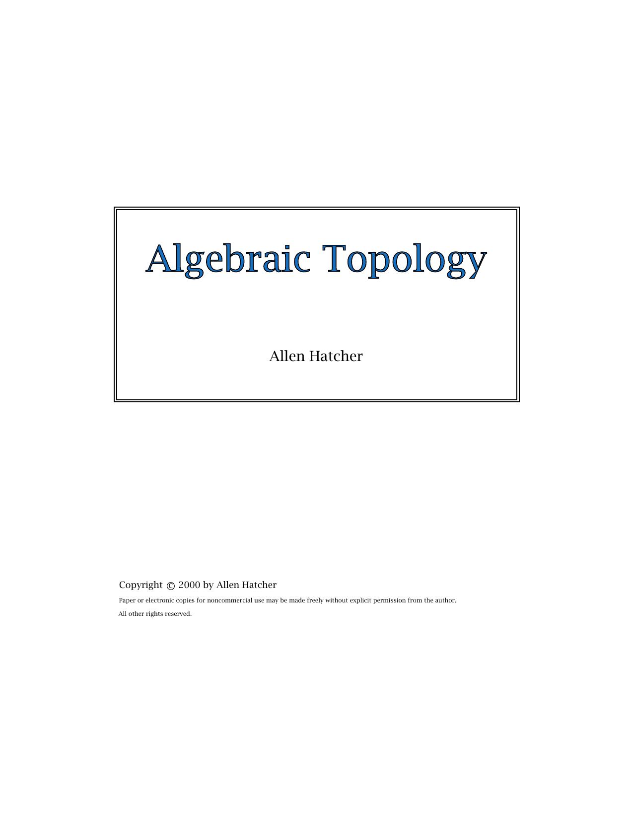 Algebraic Topology by Hatcher by Unknown