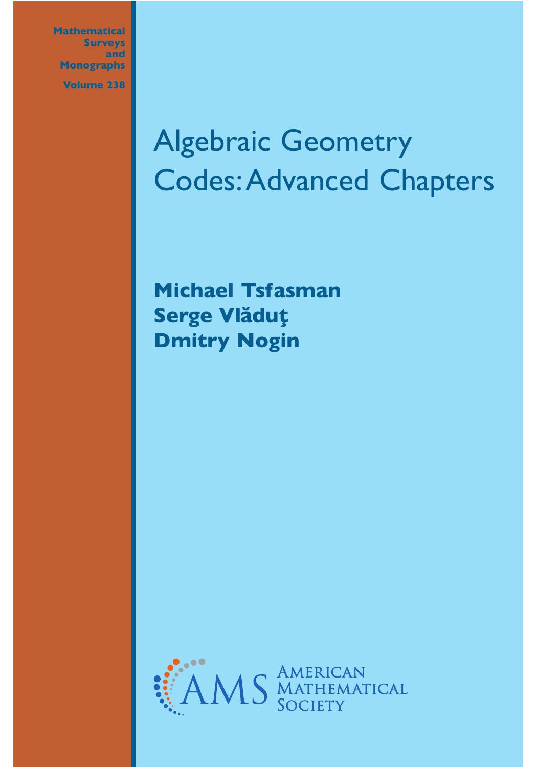 Algebraic geometry codes : advanced chapters by Michael A. Tsfasman
