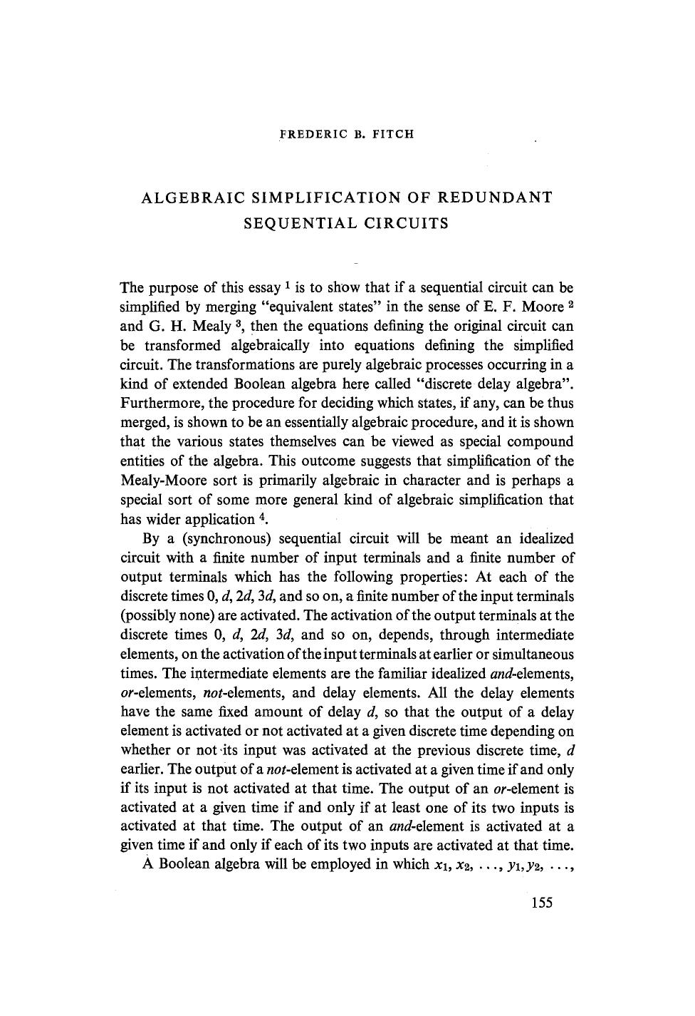 Algebraic simplification of redundant sequential circuits by Unknown