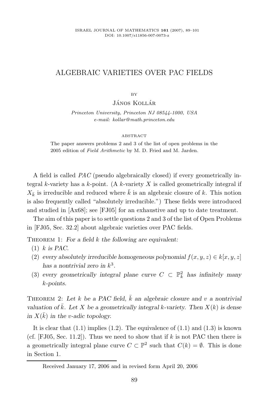 Algebraic varieties over PAC fields by Unknown