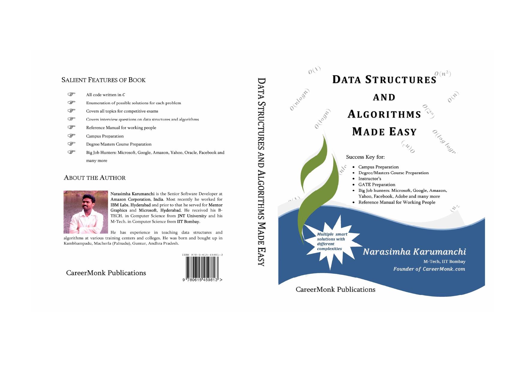 Algorithm book by Karumanchi-intro by Data Structures & Algorithms Made Easy