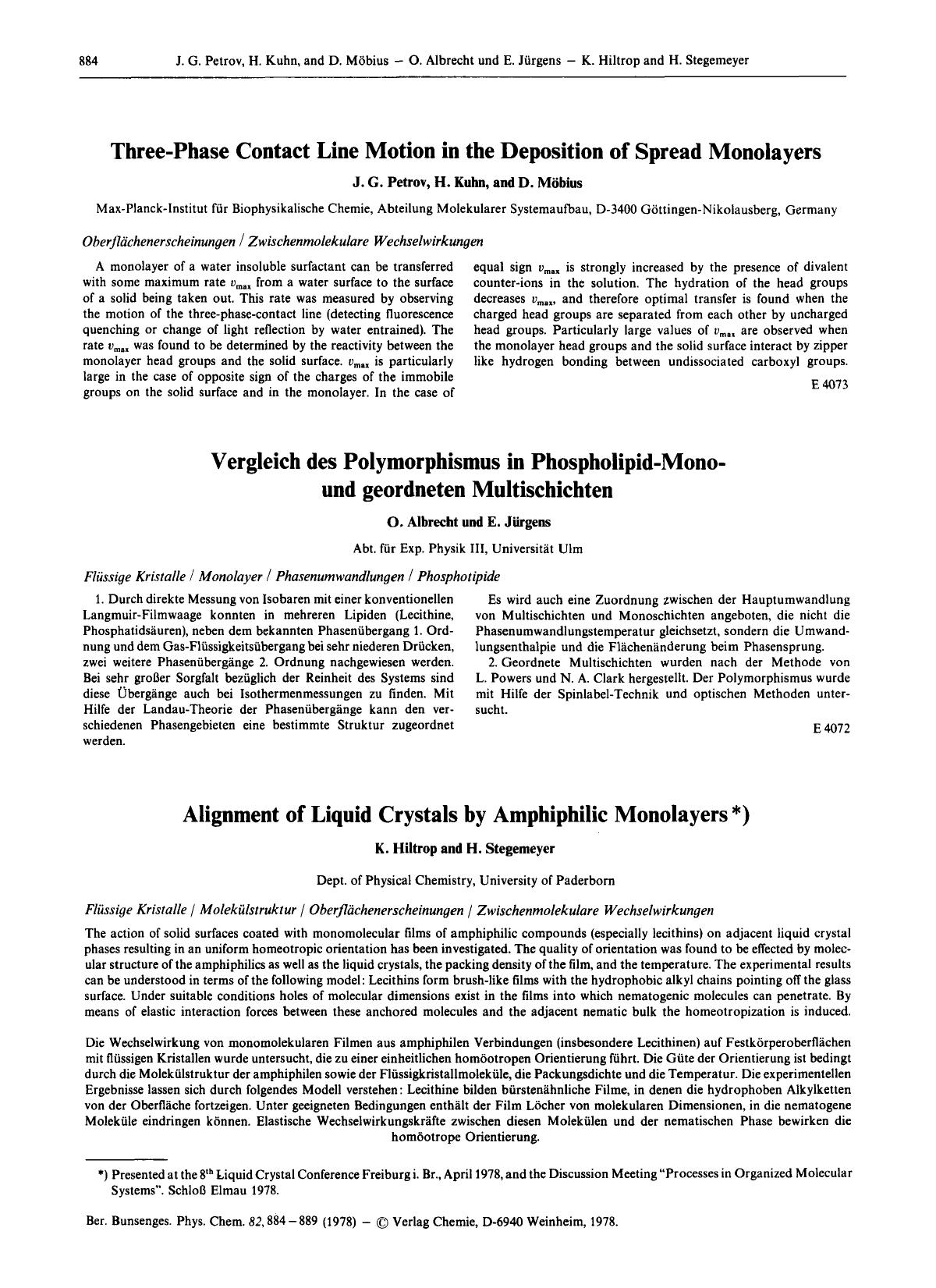 Alignment of Liquid Crystals by Amphiphilic Monolayers by Unknown