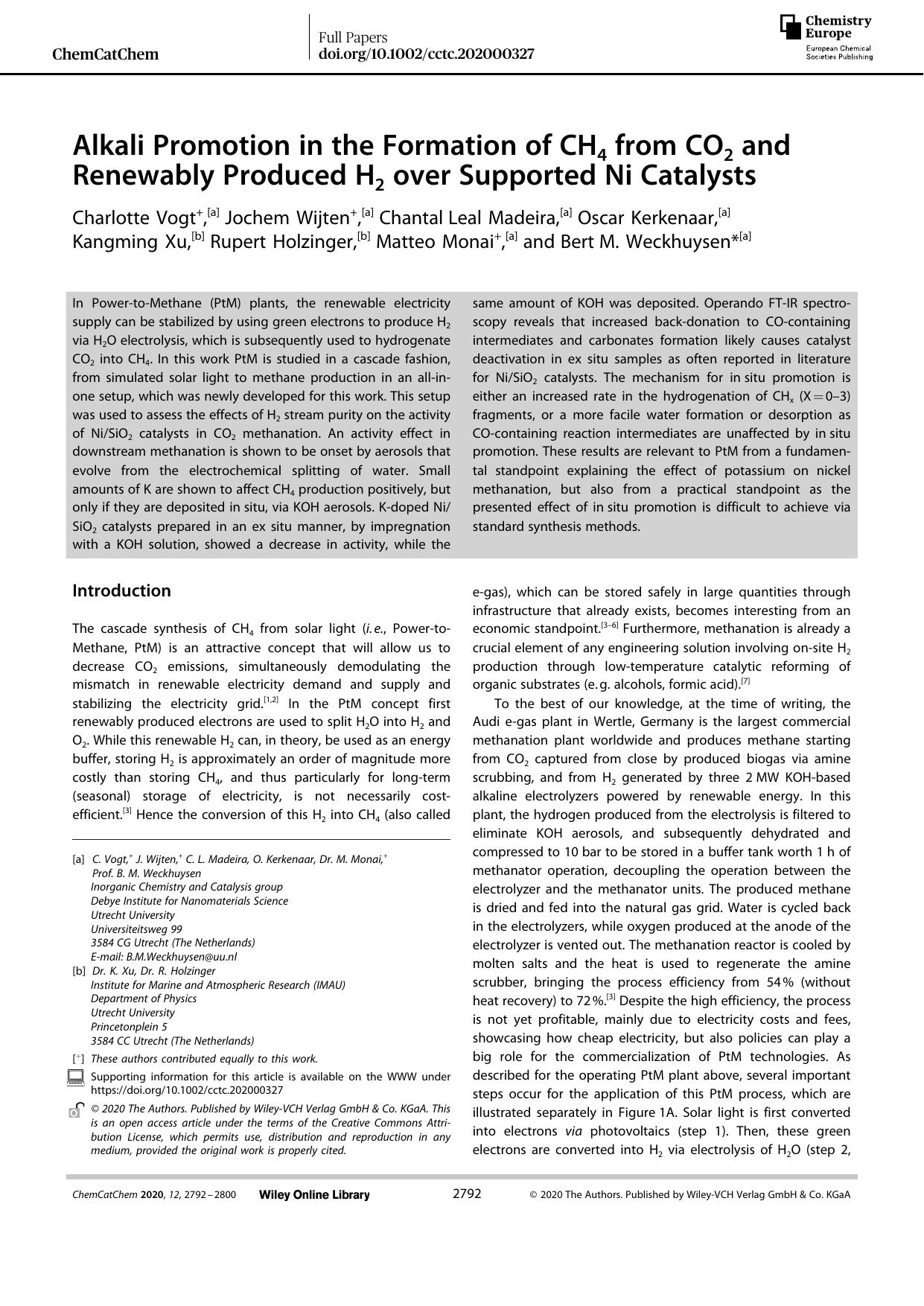 Alkali Promotion in the Formation of CH4 from CO2 and Renewably Produced H2 over Supported Ni Catalysts by Unknown