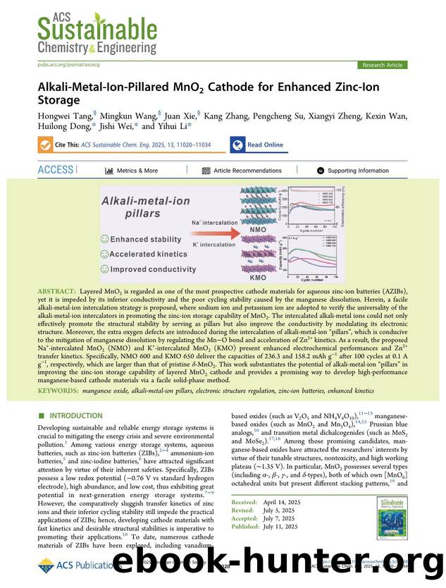 Alkali-Metal-Ion-Pillared MnO2 Cathode for Enhanced Zinc-Ion Storage by unknow